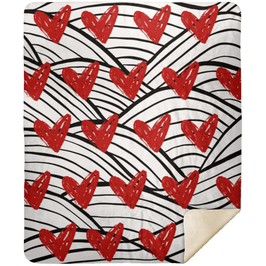 CustomCat Apparel Mother's Day Hearts Blanket / White / One Size Hearts Blanket | Mother's Day, Valentine's, Soulmate