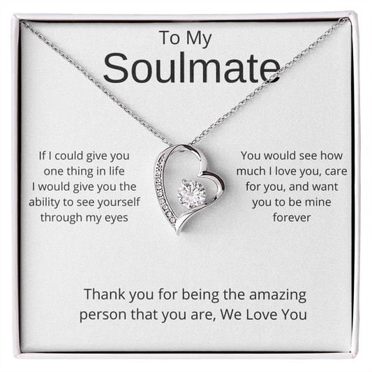 ShineOn Fulfillment Jewelry 14k White Gold Finish / Standard Box To My Soulmate | Forever Love Necklace