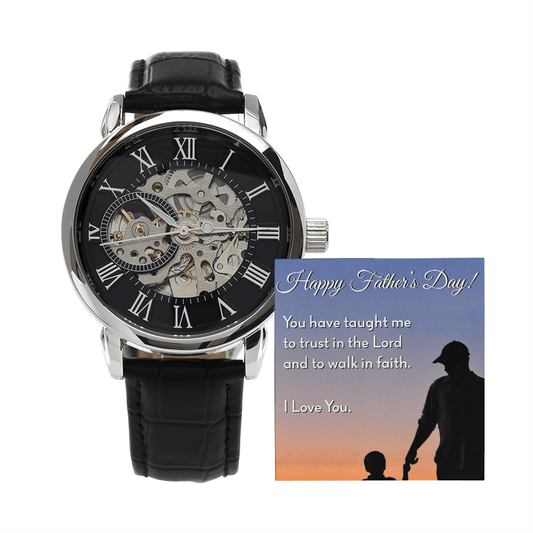 ShineOn Fulfillment Jewelry Happy Father's Day | Trust in The Lord And Walk In Faith | Father's Day Gift Watch