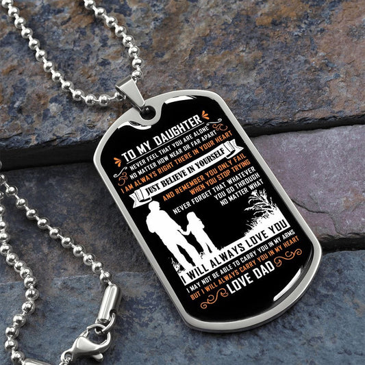 ShineOn Fulfillment Jewelry Military Chain (Silver) / No To My Daughter | I Will Always Carry You In My Heart