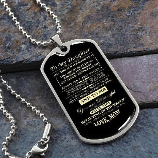 ShineOn Fulfillment Jewelry Military Chain (Silver) / No To My Daughter | You Are Beautiful Inside And Out