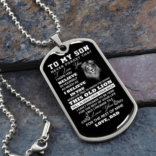 ShineOn Fulfillment Jewelry Military Chain (Silver) / No To My Son | I Promise To Love You